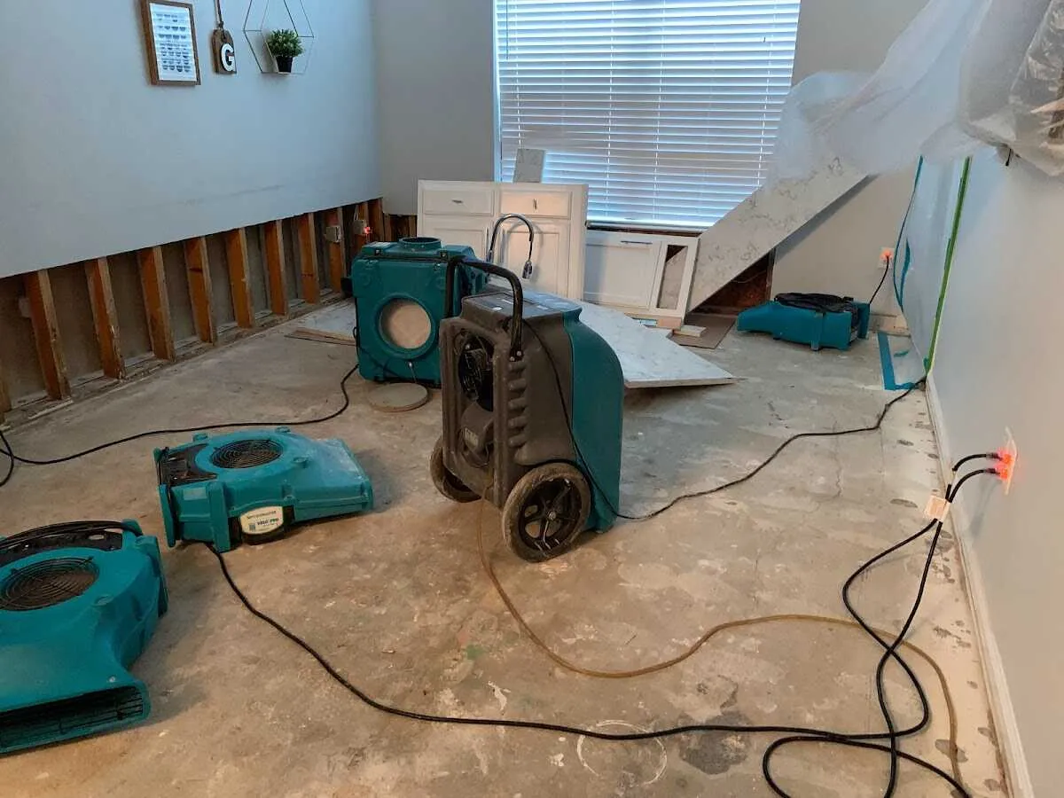 Dehumidifier in flood-cut room for Water Extraction & Removal in Hunters Creek